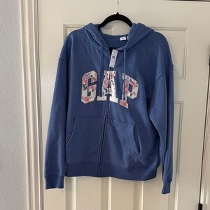 GAP Floral Logo Blue Hoodie